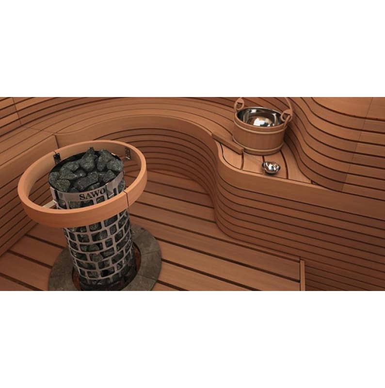 Электрокаменка Sawo Aries ARI3-60NB-Z-C в интерьере сауны